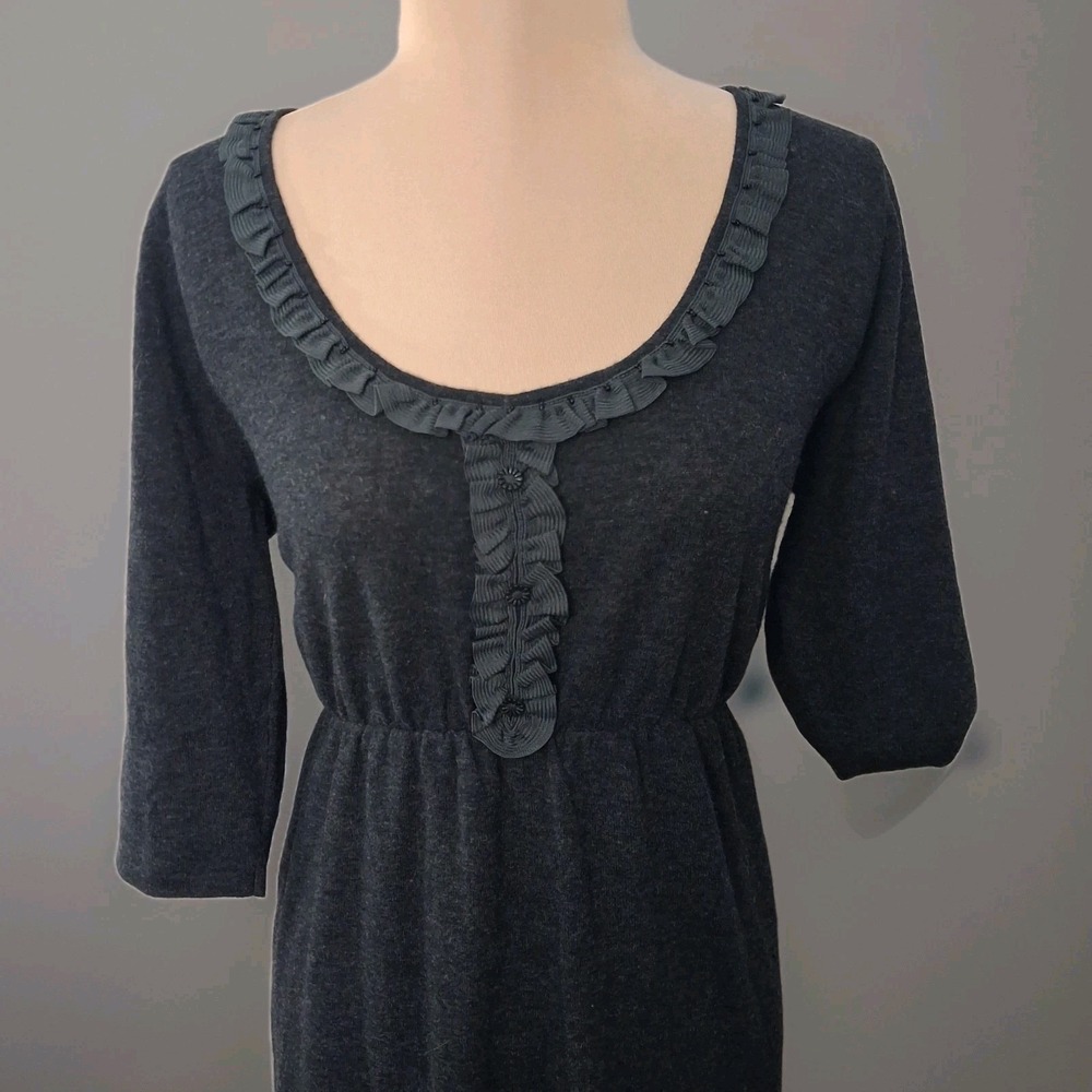 Splendid Urban Outfitters Womens Gray Wool Cashmere Blend Knit Ruffle Dress Sz L - Picture 11 of 13